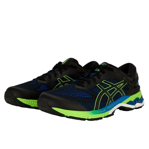 Asics Gel Kayano 26 Mens 11.5 US Black Electric Blue Green White 1011A541-003 - Picture 11 of 12